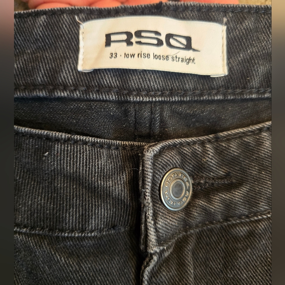 RSQ Women's Low‎ Rise Loose Straight Denim Jeans Size 33 Black - Picture 8 of 9